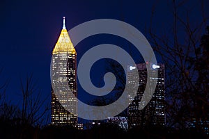 Night view of skyscrapers in Midtown Atlanta, USA