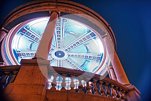 Night view of the square called Plaza del Castillo with the typical kiosk illuminated, Pamplona photo