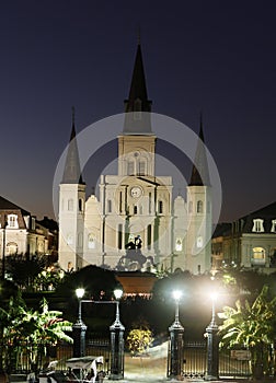 Night view on St Louis Cathedral, New Orleans