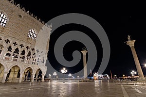 Night view of St Mark`s Square Piazza San Marco, Venice