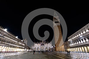 Night view of St Mark`s Square Piazza San Marco, Venice
