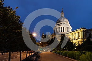 Night View of St.Paul`s Cathedral