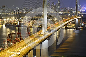 The night view of Stonecutters Bridge