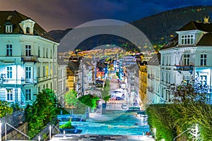 Night view of a street in the norwegian city Bergen....IMAGE