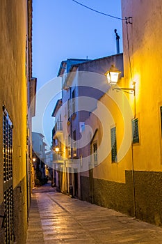 Night view of a street at old spanish town