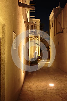 Night view of the streets of the old Arab city Dubai