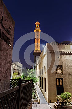 Night view of the streets of the old Arab city Dubai UAE