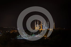 Night view of Sultanahmet Blue Mosque of Istanbul, Turkey