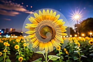 The night view of Sunflower photo