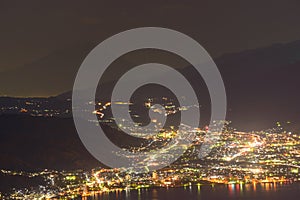 Night View of Suwa city and Mt.Fuji photo