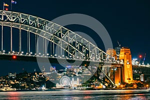 Night view of Sydney Bridge