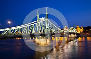 Night view of Szabadsag hid, Budapest photo