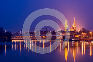 Night view of Szeged city in Hungary