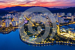 Night view of Tai Po, Hong Kong