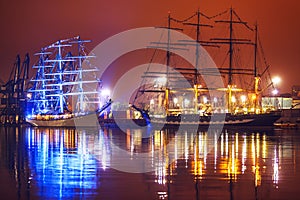 Night view of Tall Ships