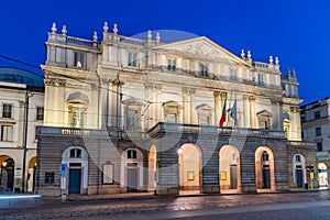 Night view of Teatro alla Scala in Milano, Italy