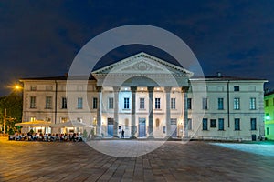 Night view of Teatro Sociale at Como, Italy photo