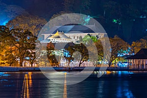 Night view of the Temple of the sacred tooth relic in Kandy, Sri