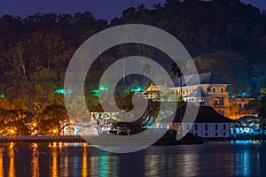 Night view of the Temple of the sacred tooth relic in Kandy, Sri