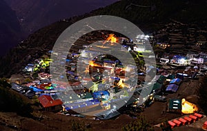 Night view to the Namche Bazar, Nepal photo