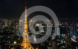 Night view of Tokyo Tower.