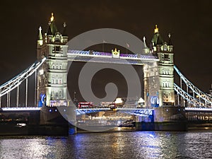 Night view of the Tower Bridge in London