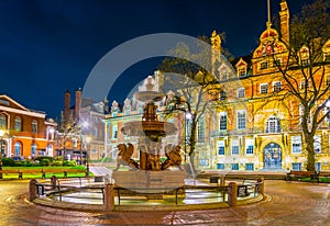 Night view of town hall in Leicester, England photo