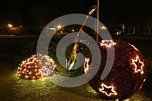 Night view of the town park in Kudowa Zdroj in Poland