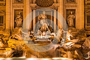 Night view of Trevi fountain