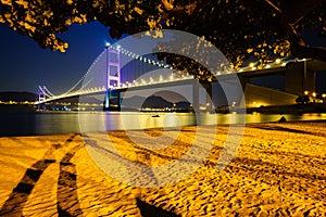 Night view of Tsing Ma bridge, Hong Kong