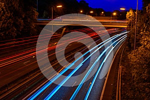 Night View of UK Motorway Highway Traffic