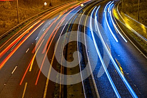 Night View of UK Motorway Highway Traffic