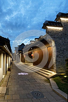 Night view under landscape lighting Qingxi Water town Shanghai China