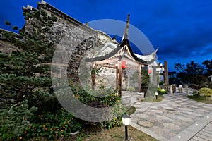 Night view under landscape lighting Qingxi Water town Shanghai China