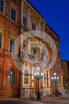 Night view of Universita per Stranieri in Italian town Perugia