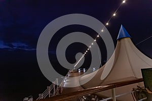 Night view of the upper deck of cruise ship