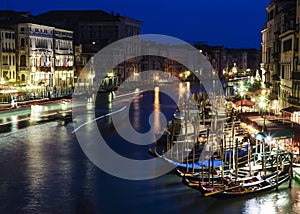 The night view of Venice city, Italy