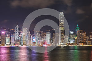 Night view of the Victoria Habour in Hong Kong, China