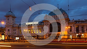 Vitebsky railway station at summer night, St. Petersburg