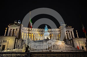 Night view of Vittoriano. Rome, Italy