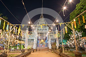 Night view at Wat Lok Moli in Chiang Mai, Thailand.