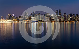 Night View of Waterfront Downtown Vancouver