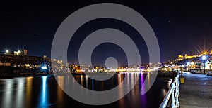 Night view of Whitby Abbey in Yorkshire