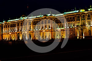 Night view of Winter Palace on Palace Square in St. Petersburg, Russia