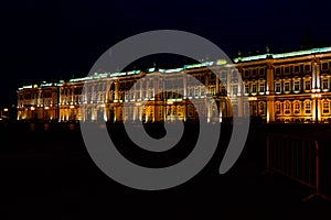 Night view of Winter Palace on Palace Square in St. Petersburg, Russia