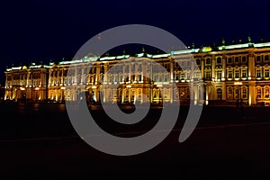 Night view of Winter Palace on Palace Square in St. Petersburg, Russia