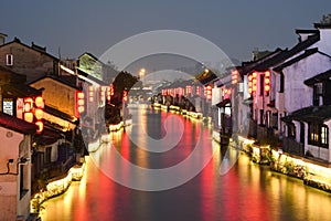 Night view (night scene; nightscape) of Nanchang Street, Wuxi photo