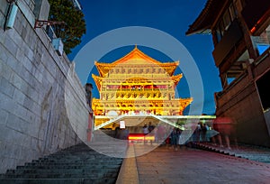 Night view of Xi`an Drum Tower photo