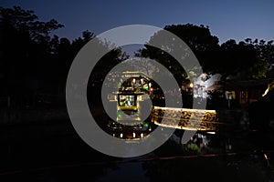 Night view of Xinchang Ancient Town, Shanghai, China