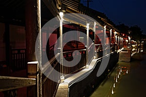 Night view of Xinchang Ancient Town, Shanghai, China